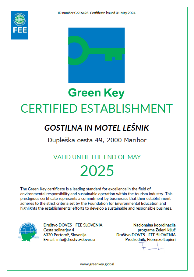 Certifikat GreenKey 2024